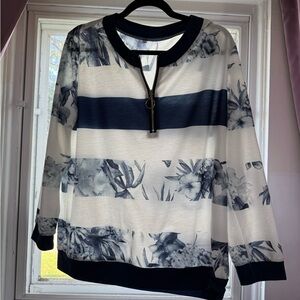 Floral Striped Long Sleeve Top